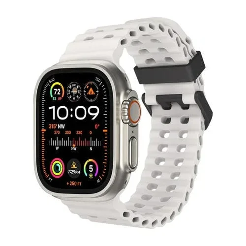 Correa de Silicona para Apple Watch Ultra 2 49mm con Dos Agujeros en Forma de Océano (Starlight)