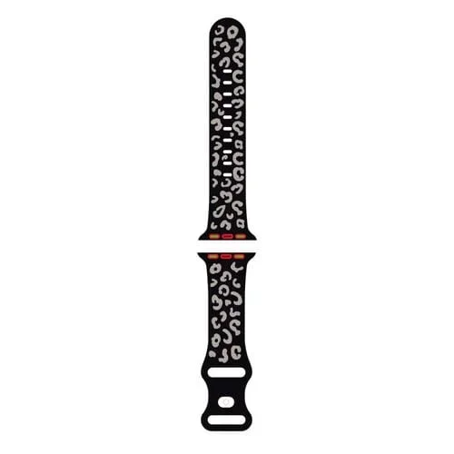 Correa de silicona para Apple Watch Ultra 2 49mm con estampado leopardo cóncavo (Negra luz de estrella)