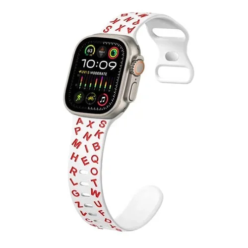 Correa de Silicona para Apple Watch Ultra 2 49mm con Hebilla de Mariposa (Blanco y Rojo)