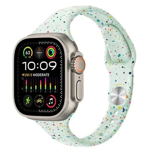 Correa de Silicona para Apple Watch Ultra 2 49mm con Puntos Coloridos (Menta Clara)