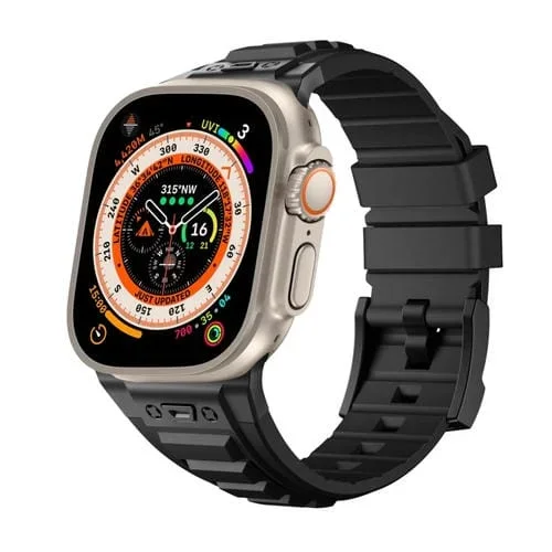 Correa de Silicona para Apple Watch Ultra 49mm con Conector y Hebilla Negra