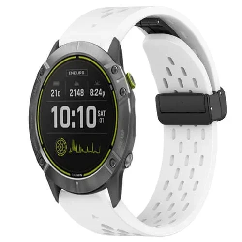 Correa de Silicona para Garmin Enduro con Orificio y Hebilla Plegable 26mm (Blanco)