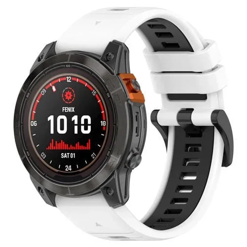 Correa de Silicona para Garmin Epix Pro 47mm 22mm Sports Dos Colores (Blanco + Negro)
