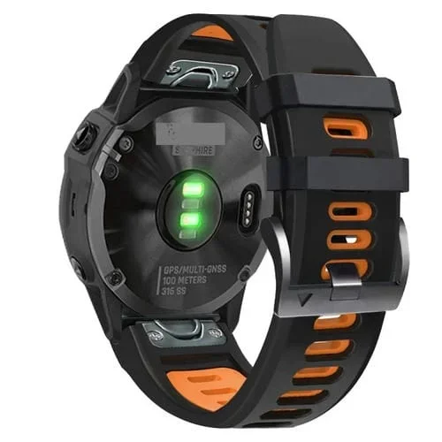 Correa de Silicona para Garmin Epix Pro 51mm Sports Dos Colores (Negro + Naranja)