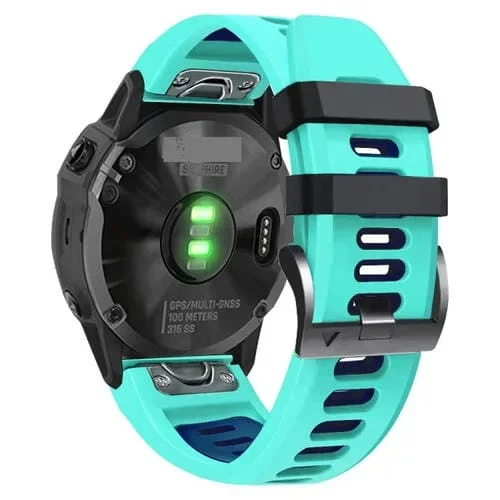 Correa de Silicona para Garmin Fenix 7 22mm Dos Colores (Peppermint Green + Blue)