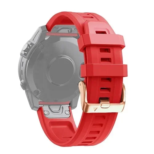 Correa de Silicona para Garmin Fenix 7S Pro 42mm con Hebilla Oro Rosa (Rojo)