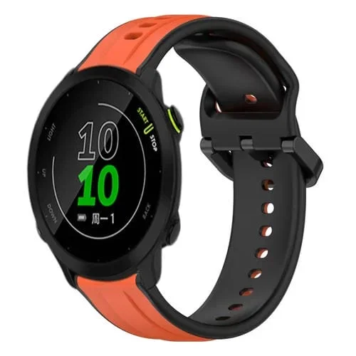Correa de Silicona para Garmin Forerunner 158 con Bucle Convexo de 20mm (Naranja + Negro)