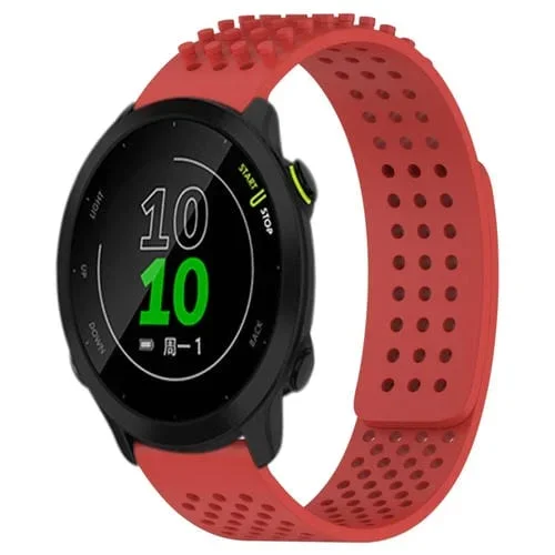 Correa de Silicona para Garmin Forerunner 158 con Puntos 3D Transpirables y Orificios de 20mm (Rojo)