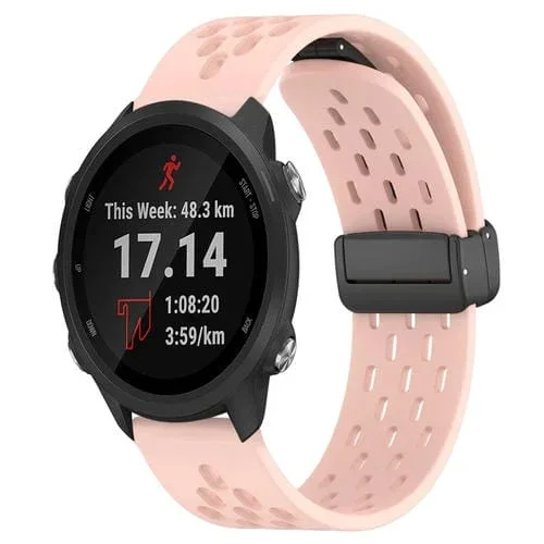 Correa de Silicona para Garmin Forerunner 245 Music con Cierre Magnético Plegable de 20mm (Rosa)