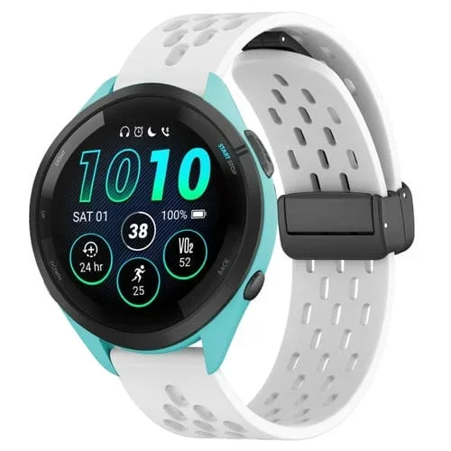 Correa de Silicona para Garmin Forerunner 265 con Cierre Magnético Plegable 22mm (Blanco)