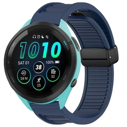 Correa de Silicona para Garmin Forerunner 265 Music con Hebilla Magnética Plegable 22mm (Azul Medianoche)