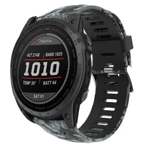 Correa de Silicona para Garmin Instinct 2X con Estampado Camuflaje Solar (Negro + Camuflaje Digital)