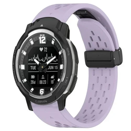 Correa de Silicona para Garmin Instinct Crossover 22mm con Orificio para Hebilla Plegable (Púrpura)