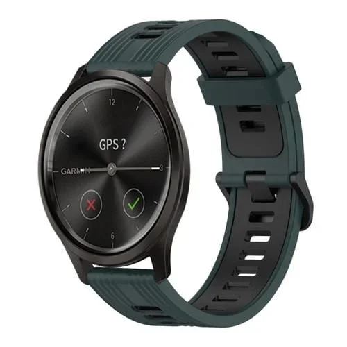 Correa de Silicona para Garmin Move Style 20mm Patrón Vertical (Olive Green + Black)