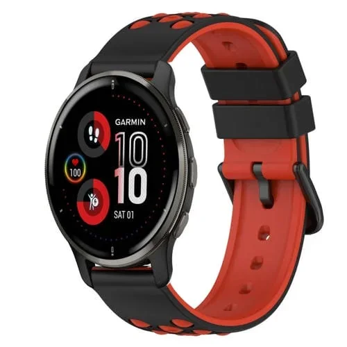 Correa de Silicona para Garmin Venu 2 Plus 20mm Dos Colores (Negro + Blanco)