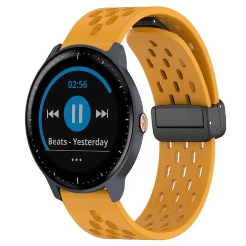Correa de Silicona para Garmin Vivoactive3 Music con Cierre Magnético Plegable 20mm (Amarillo)