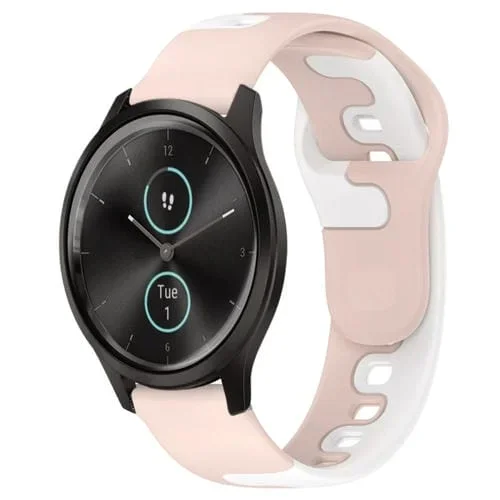 Correa de Silicona para Garmin Vivomove Style 20mm (Rosa + Blanco)