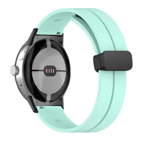 Correa de Silicona para Google Pixel Watch con Hebilla Plegable (Negro Verde Menta)