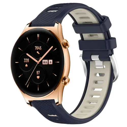 Correa de Silicona para Honor Watch GS 3 22mm Deportes con Hebilla de Acero (Azul Medianoche + Starlight)