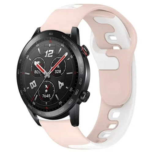 Correa de Silicona para Honor Watch GS 3I 22mm Doble Color (Rosa + Blanco)