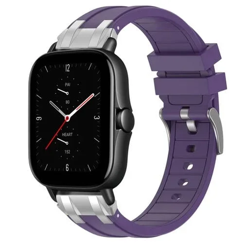 Correa de Silicona para Reloj Amazfit GTS 2E con Hebilla Plateada 20mm (Morado)