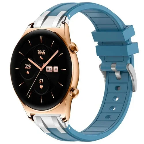 Correa de Silicona para Reloj For Honor Watch GS 3 22mm con Hebilla Plateada (Azul Marino)