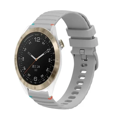 Correa de Silicona para Reloj Garmin Approach S40 20mm (Gris) con Puntadas Onduladas y Puntos