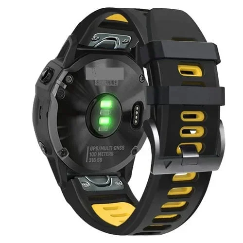 Correa de Silicona Two-Color para Garmin Epix Pro 51mm Sports (Negro + Amarillo)