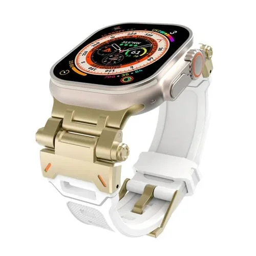 Correa de TPU para Apple Watch Series 4 con Conector de Acero Inoxidable 44mm (Oro Blanco)