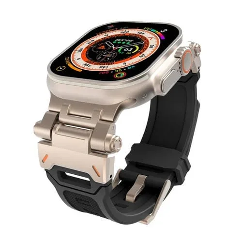 Correa de TPU para Apple Watch Series 6 con Conector de Acero Inoxidable 44mm (Negro Titanio)