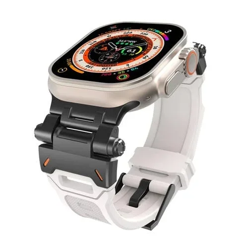 Correa de TPU para Apple Watch Series 7 45mm con Conector de Acero Inoxidable (Negra Luz de Estrella)