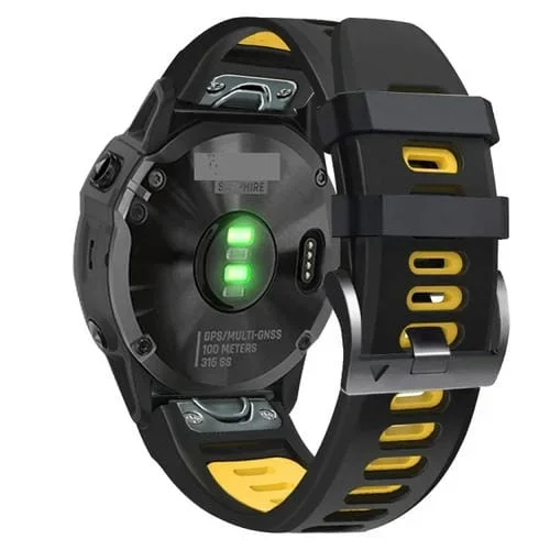 Correa deportiva silicona para Garmin Descent G1 22mm (Negro+Amarillo)