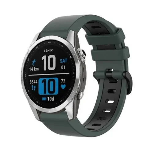 Correa Deportiva Silicona para Garmin Fenix 7 Pro 51mm (Verde Oliva + Negro)