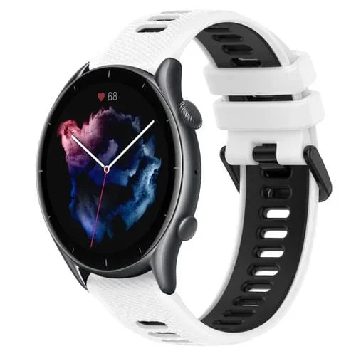 Correa para Amazfit 3 22mm Sports Banda de Silicona Dos Colores (Blanco + Negro)