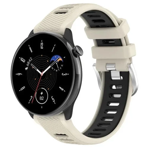 Correa para Amazfit GTR Mini 20mm Textura Cruzada Silicona Hebilla Acero Inoxidable (Negro Starlight)
