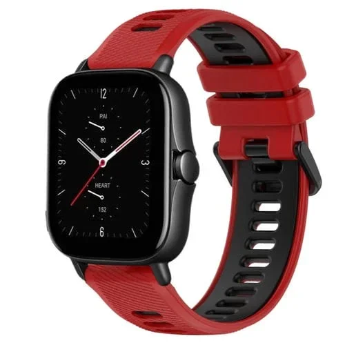 Correa para Amazfit GTS 2E 20mm Silicona deportiva bicolor (Rojo + Negro)