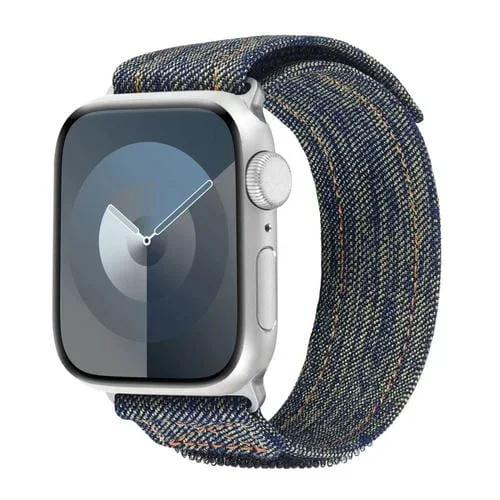 Correa para Apple Watch SE 2022 40mm con Cierre de Gancho y Bucle de Nailon Vaquero (Amarillo)