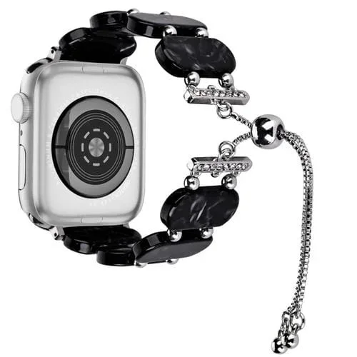 Correa para Apple Watch SE 2022 de Resina Retráctil Cadena 40mm (Flor Negra)