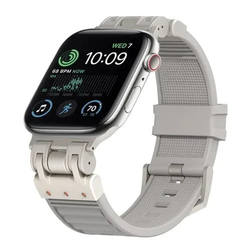 Correa para Apple Watch SE 2022 de Silicona a Cuadros Mecha de Metal 44mm (Gris Nube)