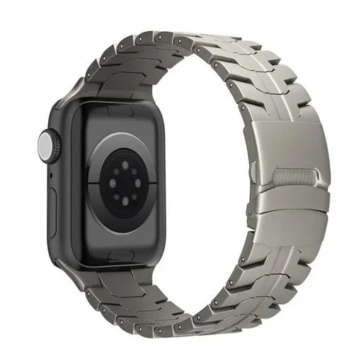 Correa para Apple Watch SE 40mm Acero y Titanio con Hebilla Doble Bloqueo (Titanio)