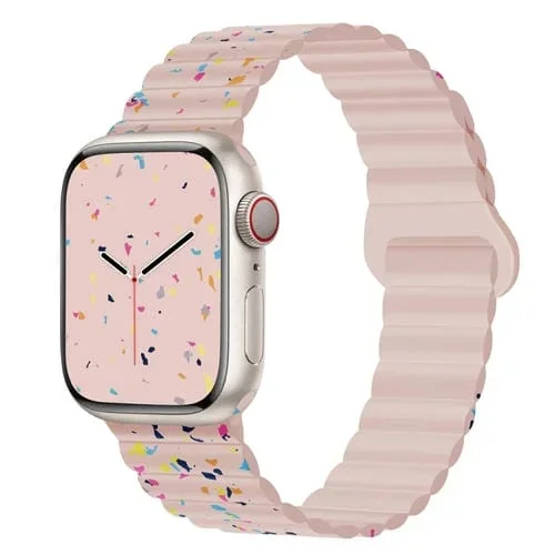 Correa para Apple Watch SE 40mm Silicona Magnética con Puntos de Colores (Rosa)