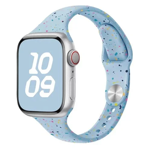 Correa para Apple Watch Series 5 de Silicona con Puntos Coloridos Estilo Delgado 44mm (Azul Claro)
