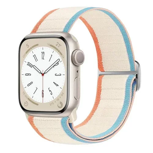 Correa para Apple Watch Series 6 de 44mm con Hebilla Elástica de Nailon (Blanco Lechoso)