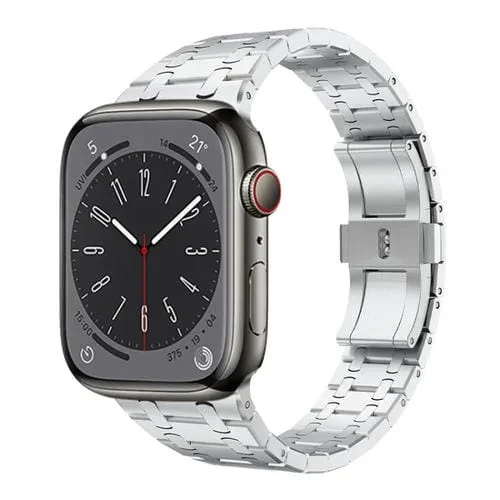 Correa para Apple Watch Series 7 41mm Pg94 Acero Inoxidable Doble Enlace (Plateado)