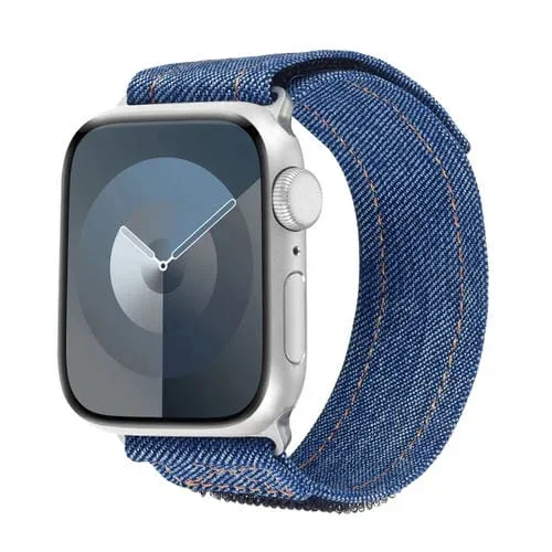 Correa para Apple Watch Series 7 de 41mm con Cierre de Gancho y Bucle de Nailon Vaquero (Azul Oscuro)