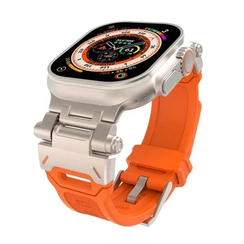 Correa para Apple Watch Series 7 TPU con Conector de Acero Inoxidable 45mm (Naranja Titanio)