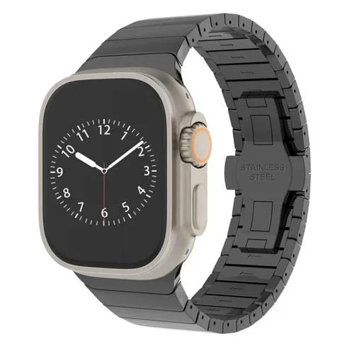 Correa para Apple Watch Series 8 45mm con Hebilla de Mariposa de Aleación (Negro)