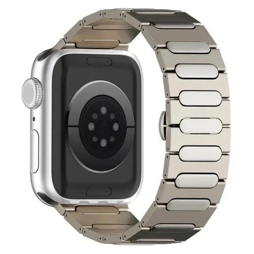 Correa para Apple Watch Series 9 Aleación de Titanio con Hebilla de Mariposa Ovalada 45mm (Titanio)