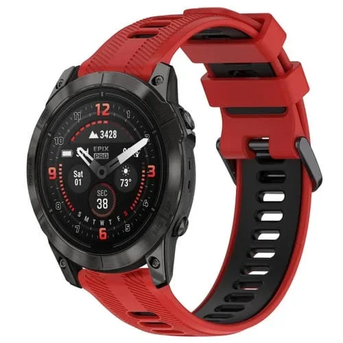 Correa para Garmin Epix Pro 47mm de Silicona Bicolor Roja y Negra