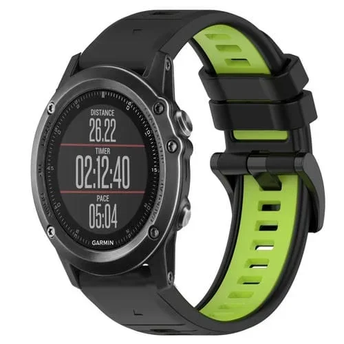 Correa para Garmin Fenix 3 Hr 26mm Silicona Bicolor Sports (Negro + Verde Lima)